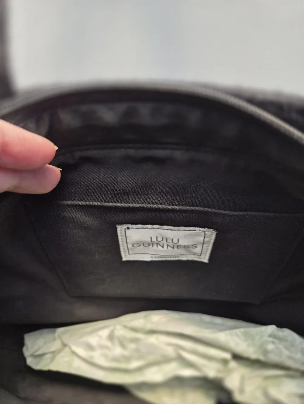 VTG Lulu Guinness Black Wool Felt Poppy Tote Bag Handbag Red Floral Embroidered